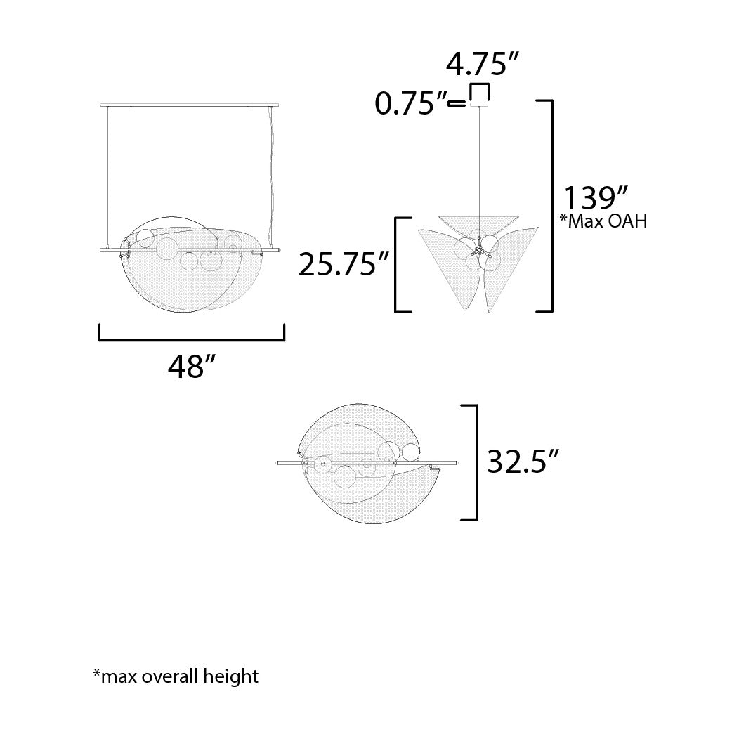 Chips 5-Light Linear Pendant by Studio M Lighting – line drawing
