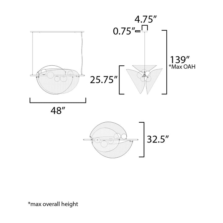 Chips 5-Light Linear Pendant by Studio M Lighting – line drawing
