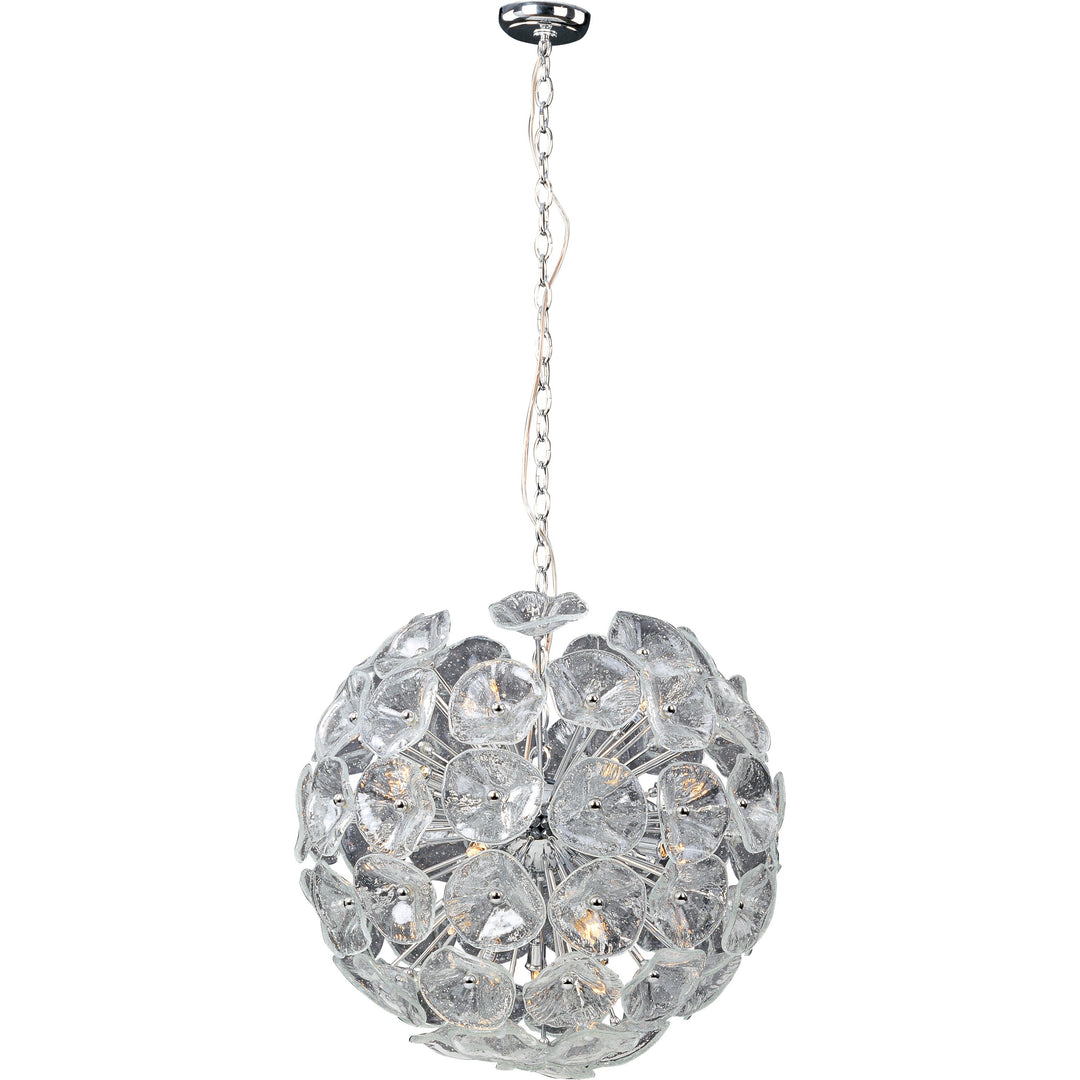 Fiori 20-Light Pendant by ET2 Lighting in Polished Chrome, front view