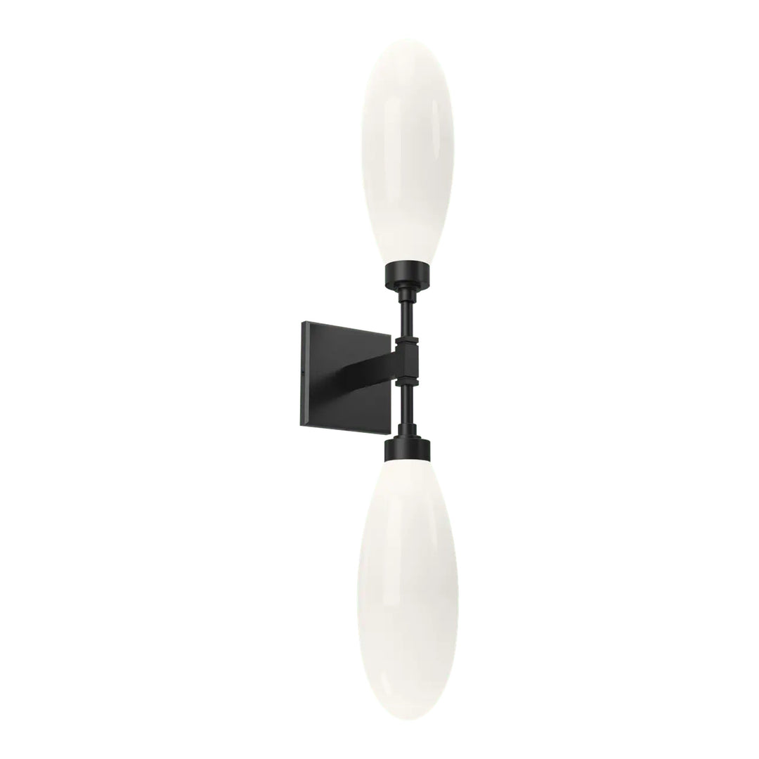 Fiori Double Sconce by Hammerton Studio in Matte Black with White glass