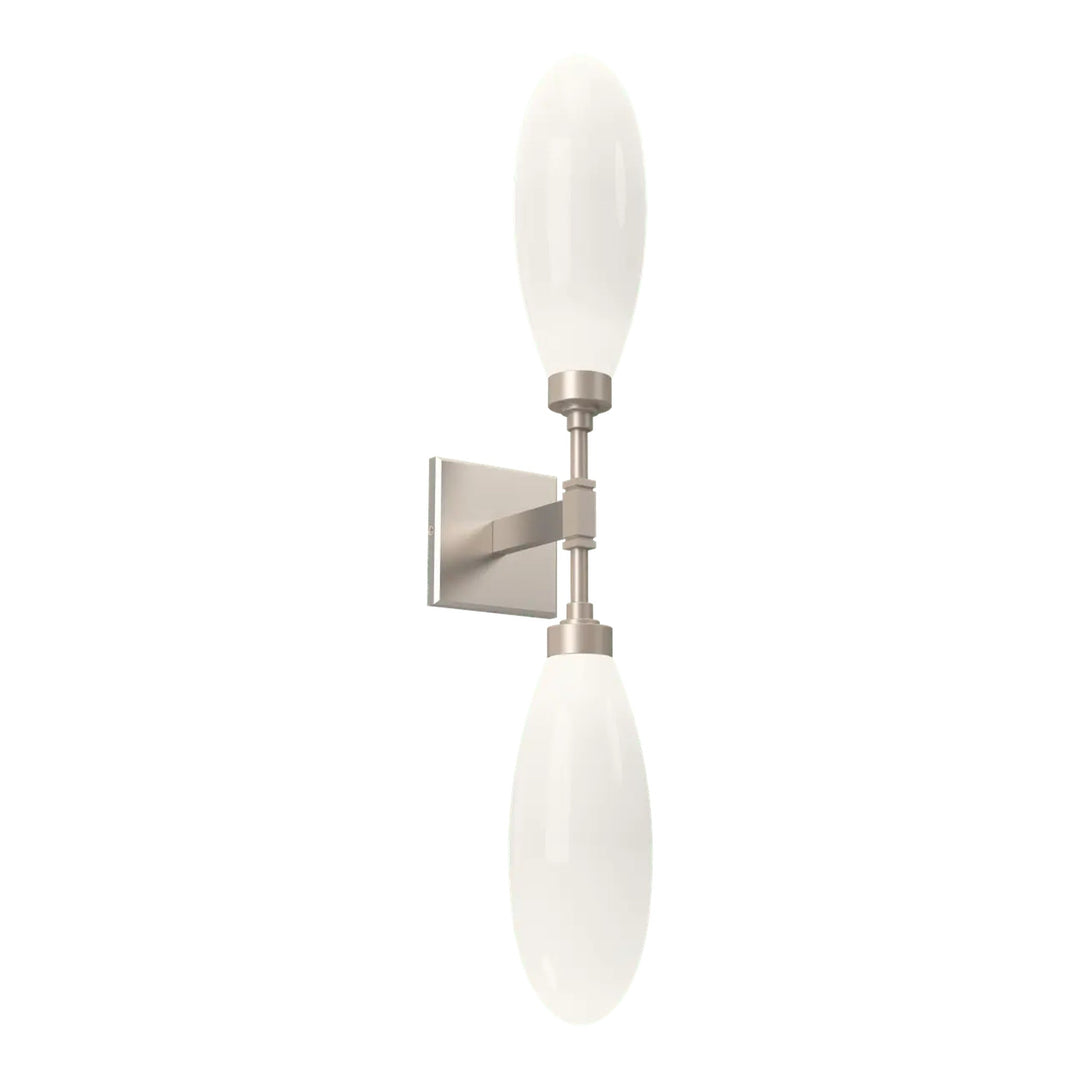 Fiori Double Sconce by Hammerton Studio in Beige Silver with White glass