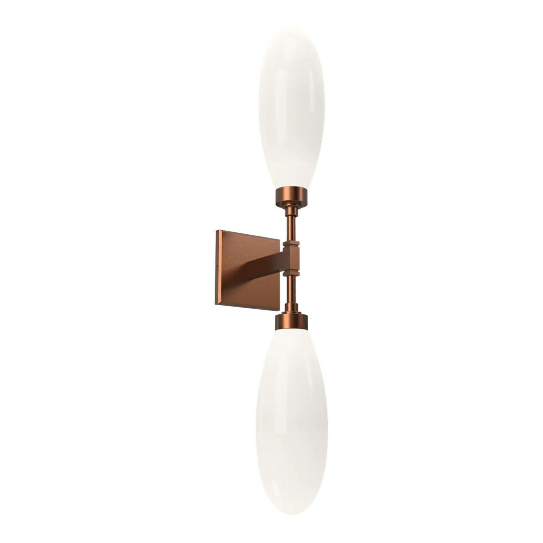 Fiori Double Sconce by Hammerton Studio in Burnished Bronze with White glass