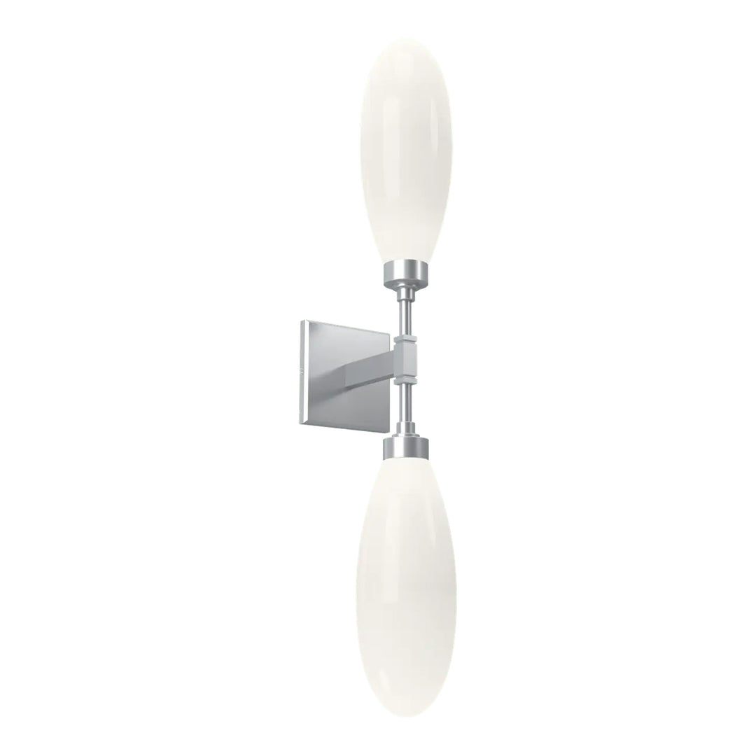 Fiori Double Sconce by Hammerton Studio in Classic Silver with White glass