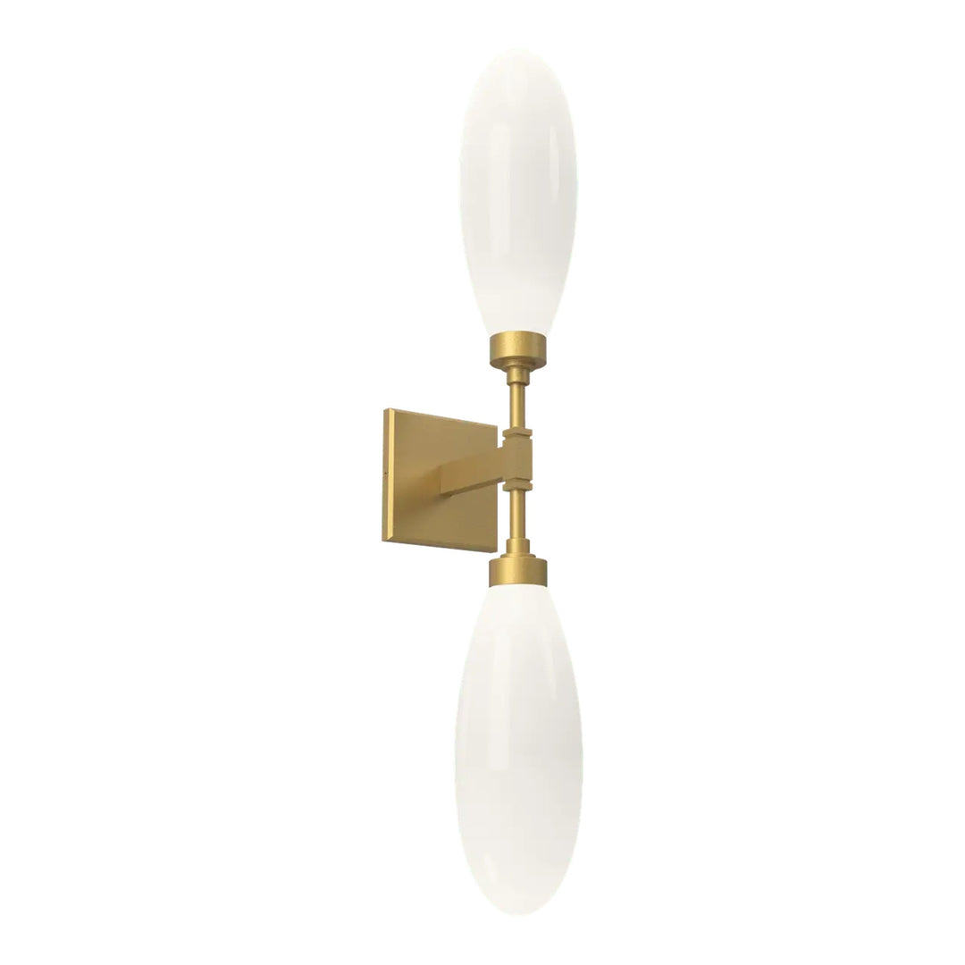 Fiori Double Sconce by Hammerton Studio in Gilded Brass with White glass