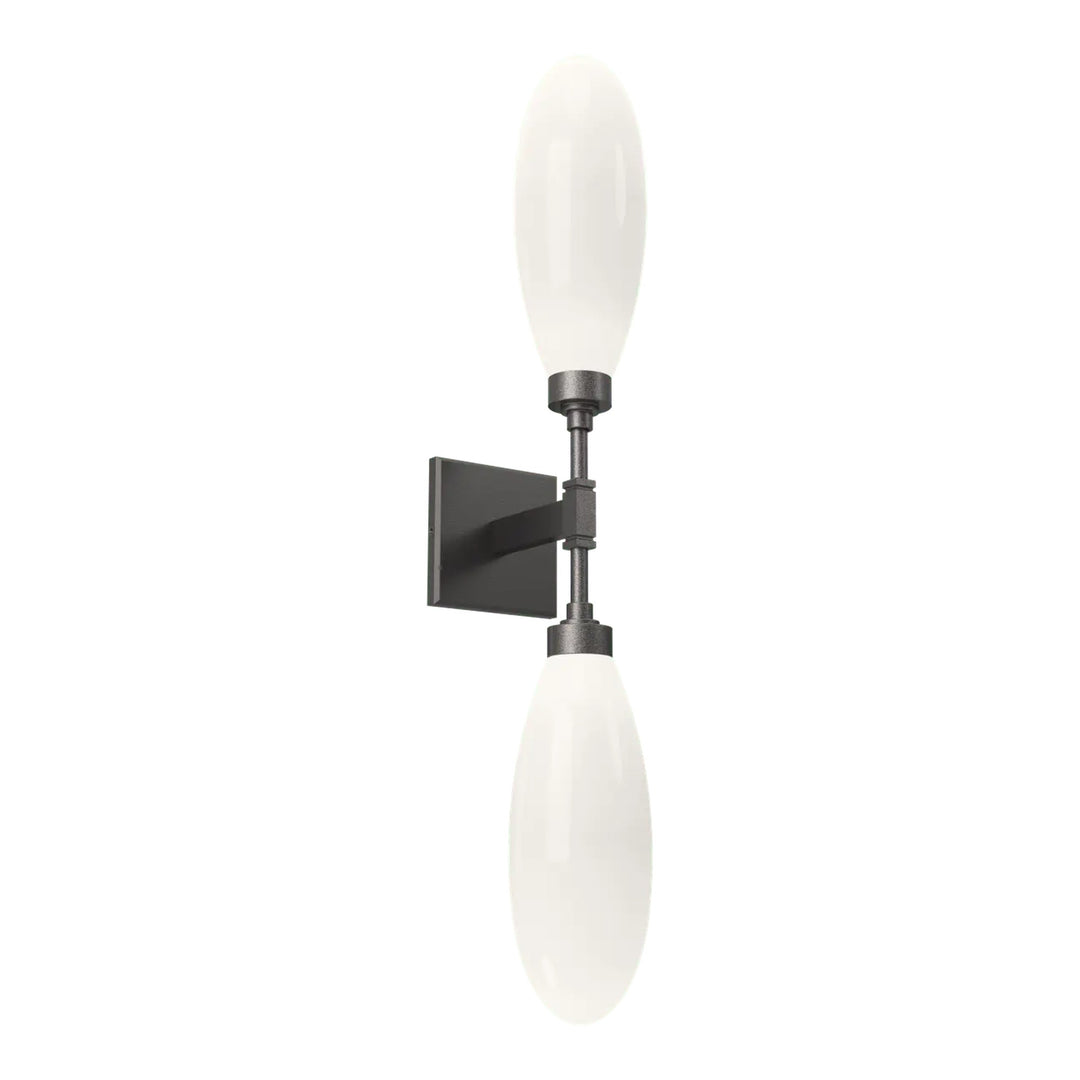Fiori Double Sconce by Hammerton Studio in Graphite with White glass