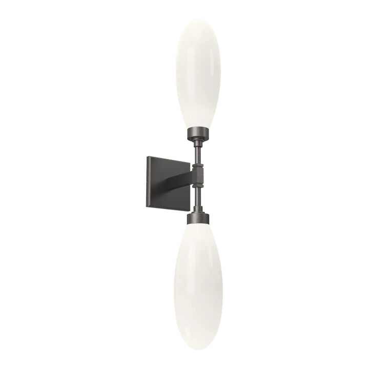 Fiori Double Sconce by Hammerton Studio in Graphite with White glass