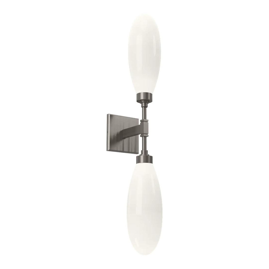 Fiori Double Sconce by Hammerton Studio in Gunmetal with White glass