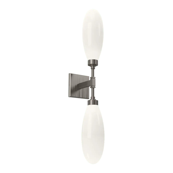 Fiori Double Sconce by Hammerton Studio in Gunmetal with White glass