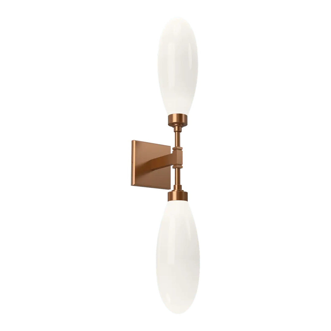 Fiori Double Sconce by Hammerton Studio in Novel Brass with White glass