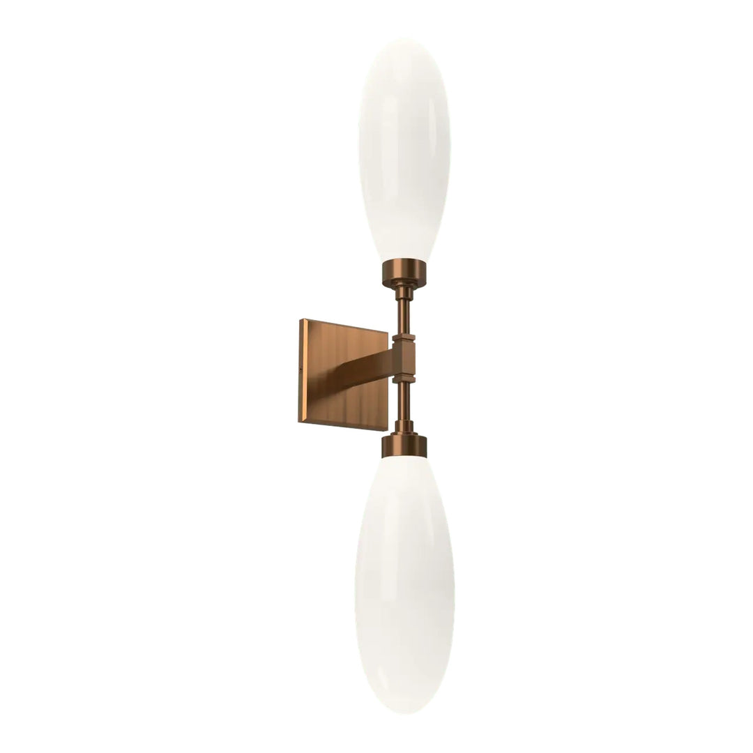 Fiori Double Sconce by Hammerton Studio in Oil-Rubbed Bronze with White glass