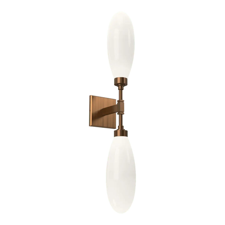 Fiori Double Sconce by Hammerton Studio in Oil-Rubbed Bronze with White glass