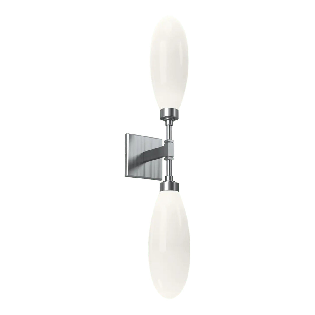 Fiori Double Sconce by Hammerton Studio in Satin Nickel with White glass