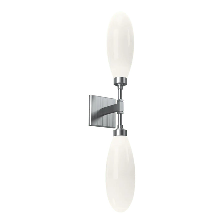 Fiori Double Sconce by Hammerton Studio in Satin Nickel with White glass