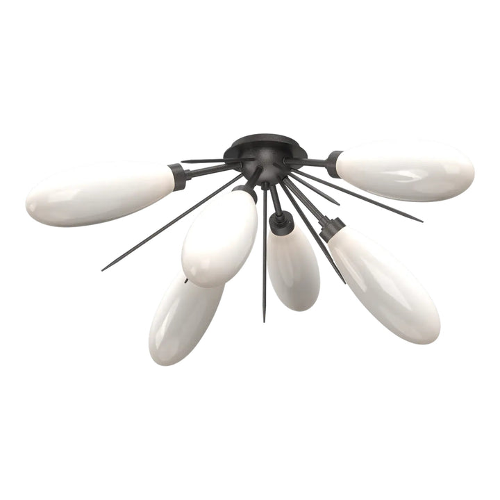 Fiori Half Starburst Flush Mount by Hammerton Studio in Graphite with White glass
