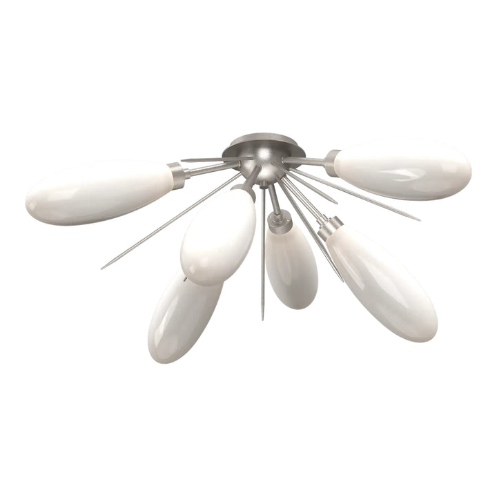 Fiori Half Starburst Flush Mount by Hammerton Studio in Beige Silver with White glass