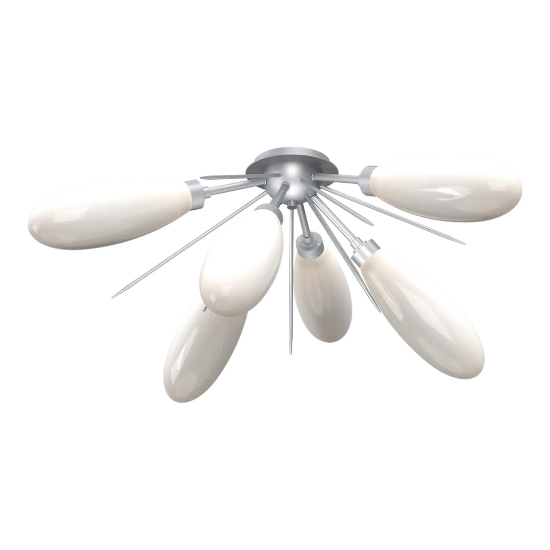 Fiori Half Starburst Flush Mount by Hammerton Studio in Classic Silver with White glass