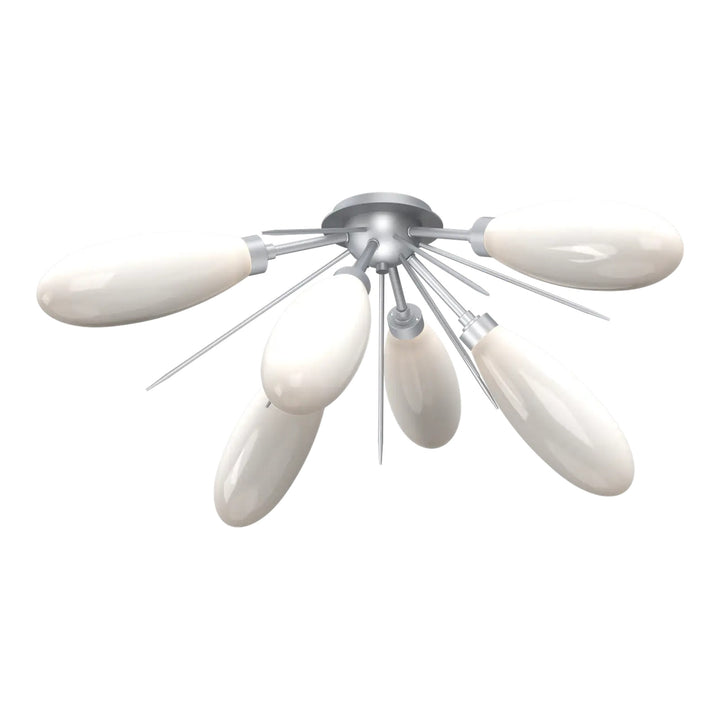 Fiori Half Starburst Flush Mount by Hammerton Studio in Classic Silver with White glass
