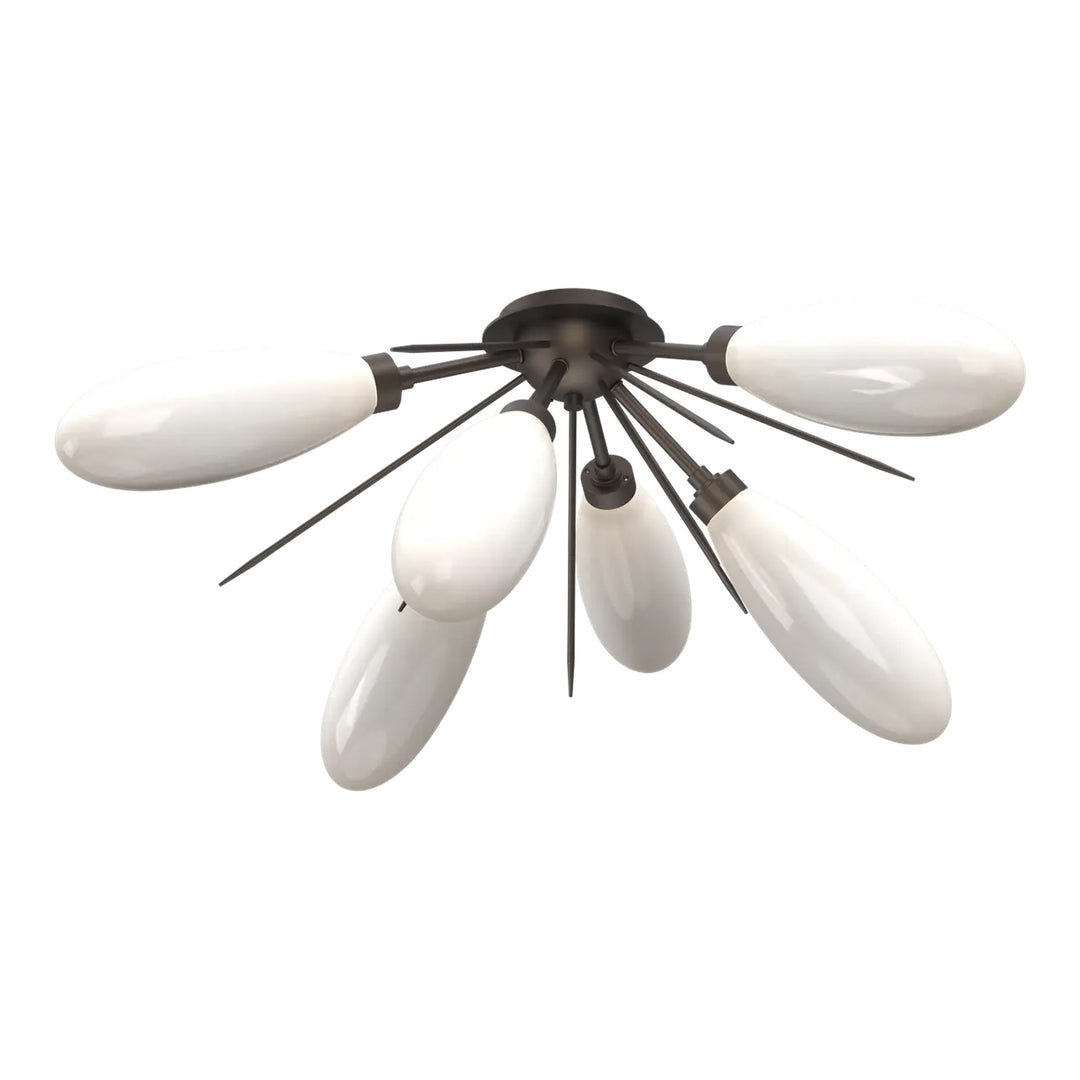 Fiori Half Starburst Flush Mount by Hammerton Studio in Flat Bronze with White glass