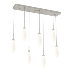 Fiori Linear Pendant Chandelier by Hammerton Studio 7 Lights in Beige Silver with White glass