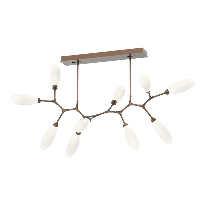 Fiori Modern Branch Chandelier by Hammerton Studio 10 Lights in Burnished Bronze with White glass