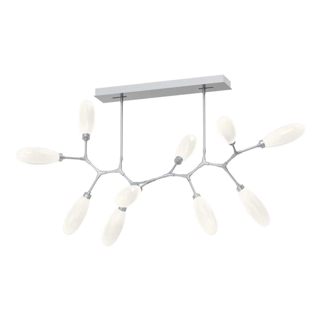 Fiori Modern Branch Chandelier by Hammerton Studio 10 Lights in Classic Silver with White glass