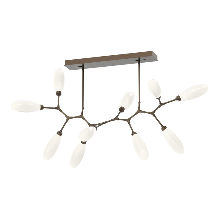 Fiori Modern Branch Chandelier by Hammerton Studio 10 Lights in Flat Bronze with White glass