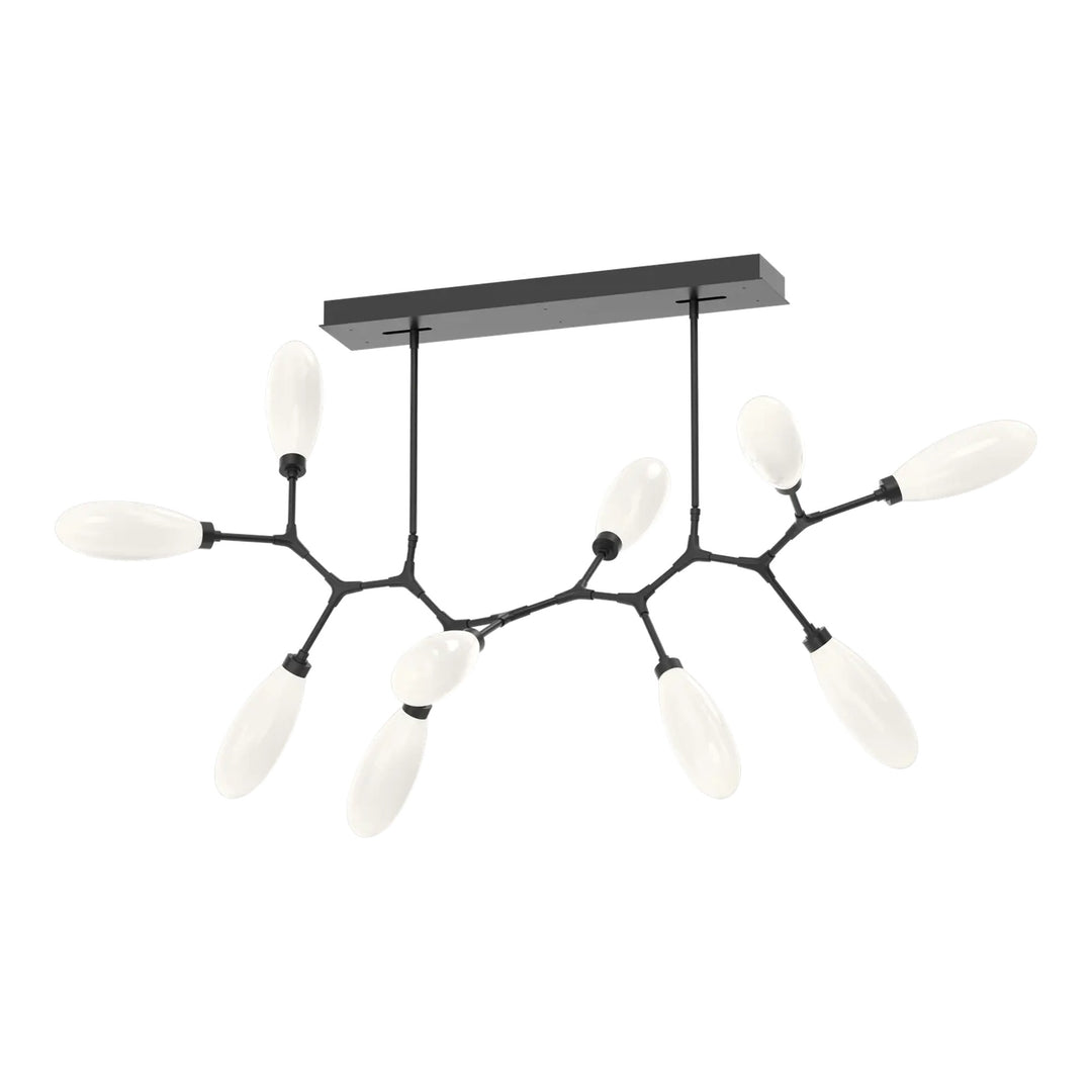 Fiori Modern Branch Chandelier by Hammerton Studio 10 Lights in Matte Black with White glass