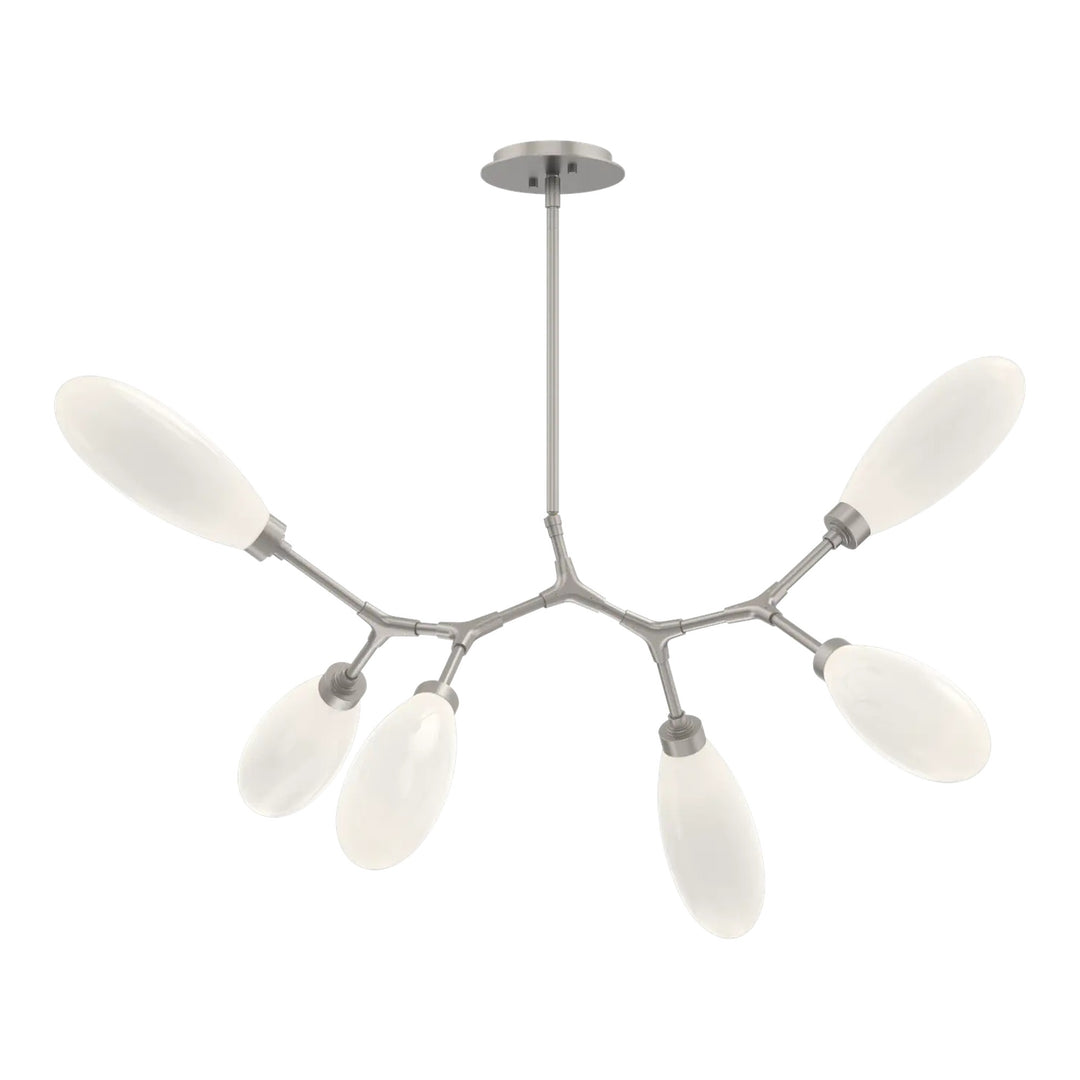 Fiori Modern Branch Chandelier by Hammerton Studio 6 Lights in Beige Silver with White glass