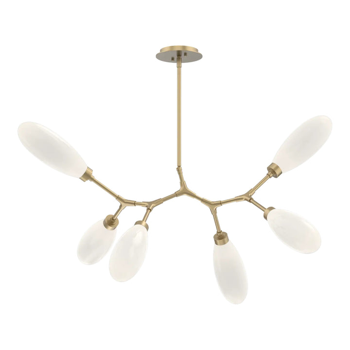 Fiori Modern Branch Chandelier by Hammerton Studio 6 Lights in Gilded Brass with White glass