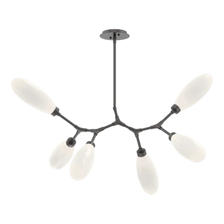 Fiori Modern Branch Chandelier by Hammerton Studio 6 Lights in Graphite with White glass