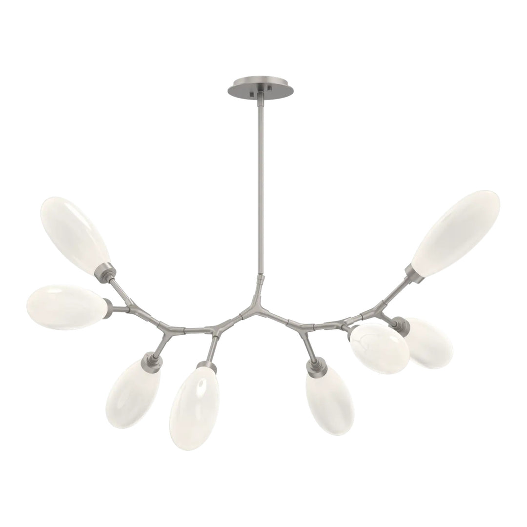 Fiori Modern Branch Chandelier by Hammerton Studio 8 Lights in Beige Silver with White glass