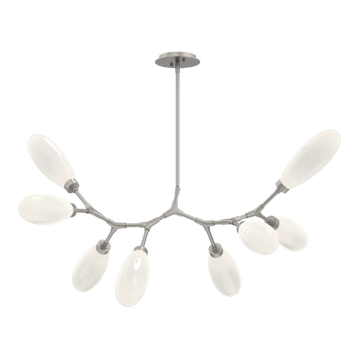Fiori Modern Branch Chandelier by Hammerton Studio 8 Lights in Beige Silver with White glass