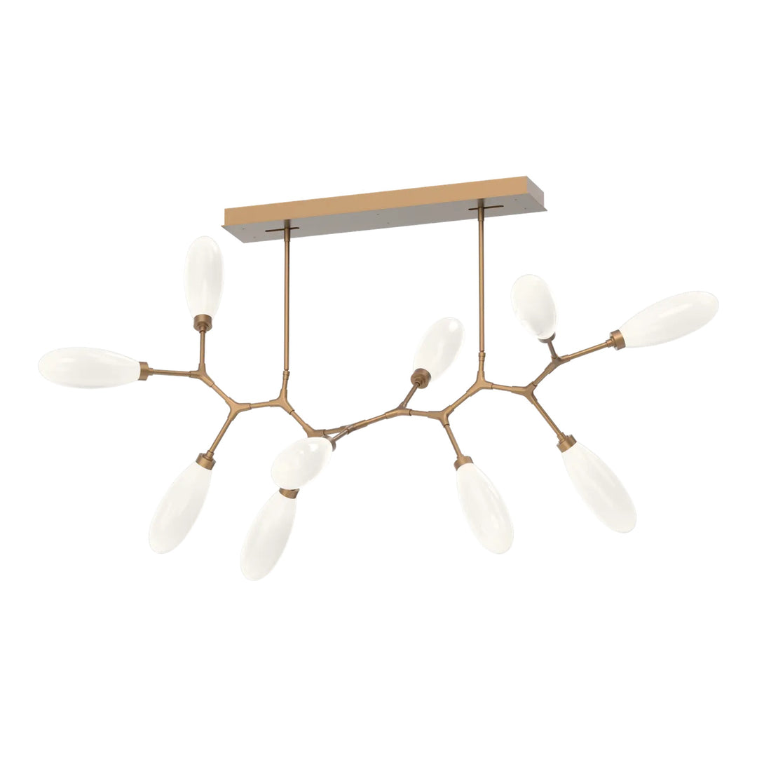 Fiori Modern Branch Chandelier by Hammerton Studio 10 Lights in Novel Brass with White glass