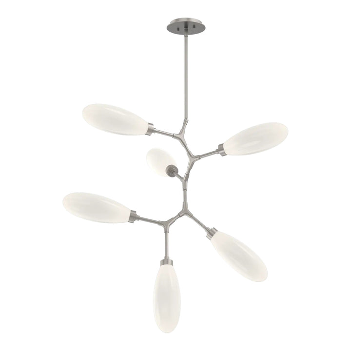 Fiori Modern Vine Chandelier by Hammerton Studio 6 Lights in Beige Silver with White glass