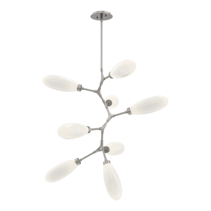 Fiori Modern Vine Chandelier by Hammerton Studio 8 Lights in Beige Silver with White glass