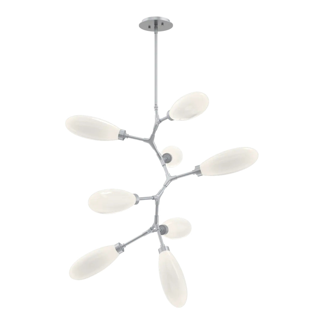 Fiori Modern Vine Chandelier by Hammerton Studio 8 Lights in Classic Silver with White glass