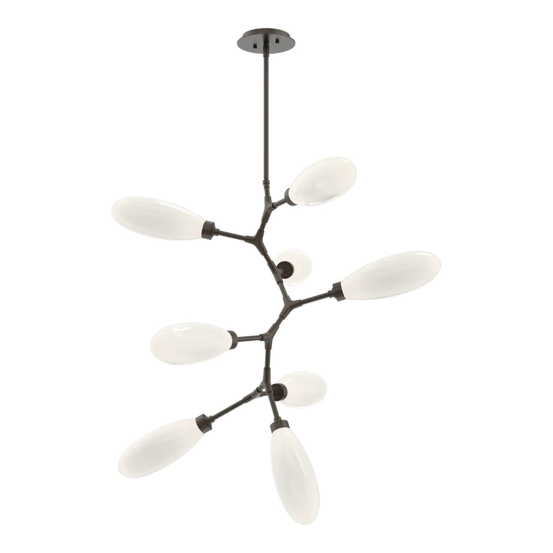 Fiori Modern Vine Chandelier by Hammerton Studio 8 Lights in Flat Bronze with White glass