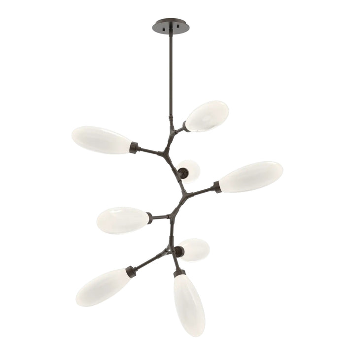 Fiori Modern Vine Chandelier by Hammerton Studio 8 Lights in Flat Bronze with White glass