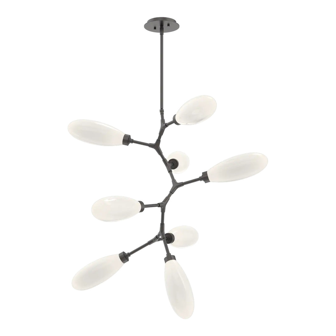 Fiori Modern Vine Chandelier by Hammerton Studio 8 Lights in Graphite with White glass