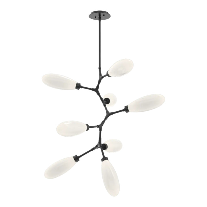 Fiori Modern Vine Chandelier by Hammerton Studio 8 Lights in Matte Black with White glass