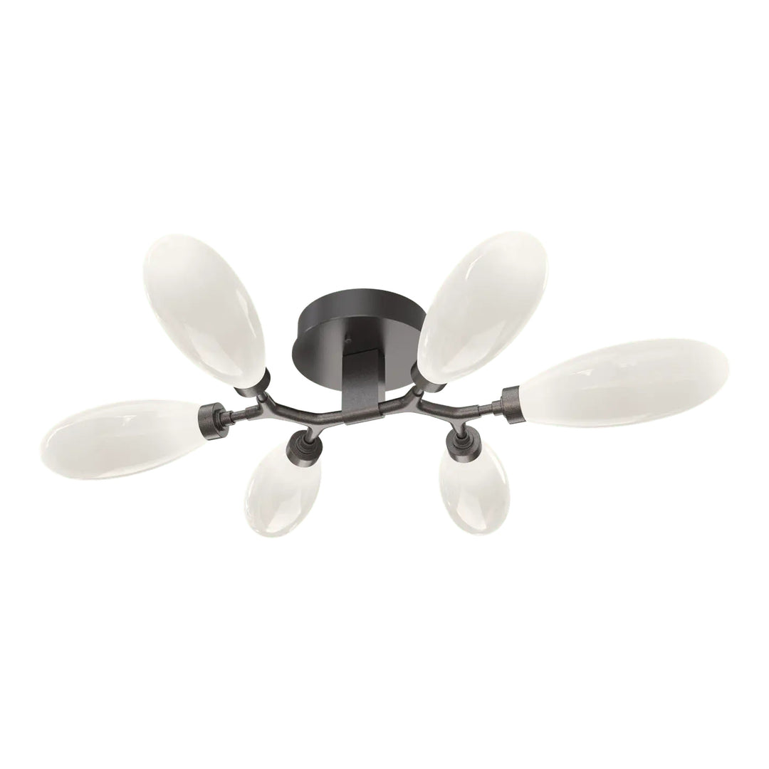 Fiori Organic Flush Mount Light by Hammerton Studio in Graphite with White glass