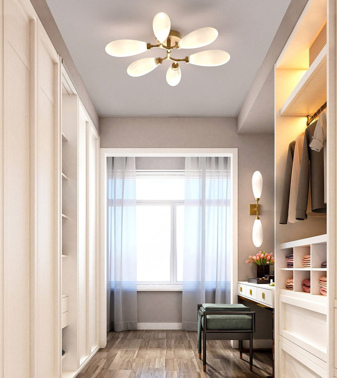 Fiori Organic Flush Mount Light by Hammerton Studio in a styled interior
