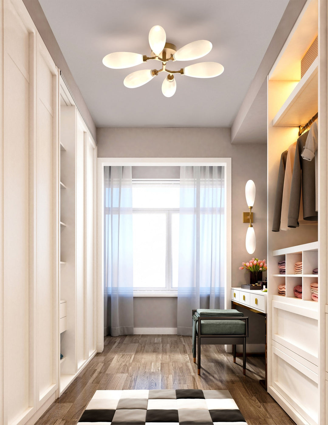 Fiori Organic Flush Mount Light by Hammerton Studio in a styled interior