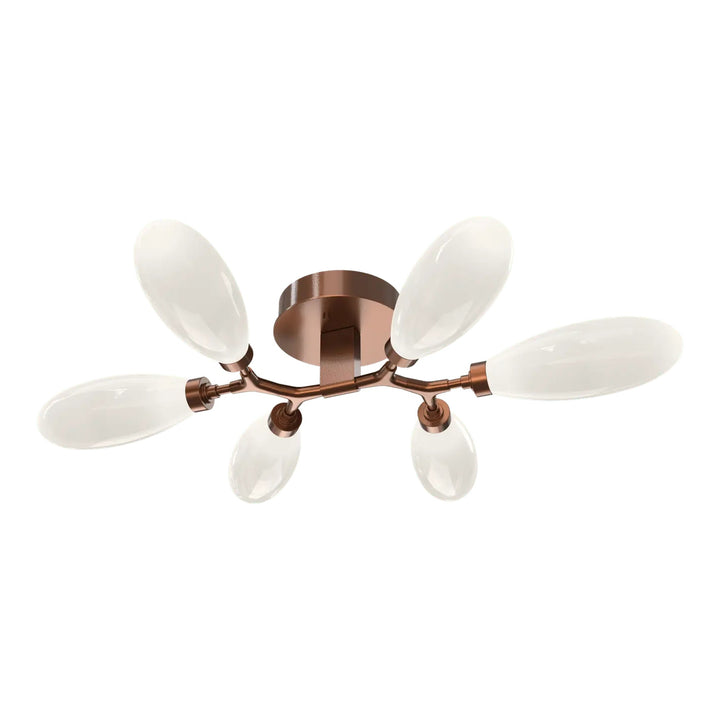 Fiori Organic Flush Mount Light by Hammerton Studio in Burnished Bronze with White glass