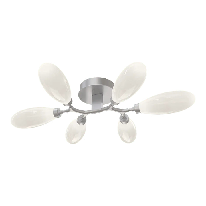 Fiori Organic Flush Mount Light by Hammerton Studio in Classic Silver with White glass