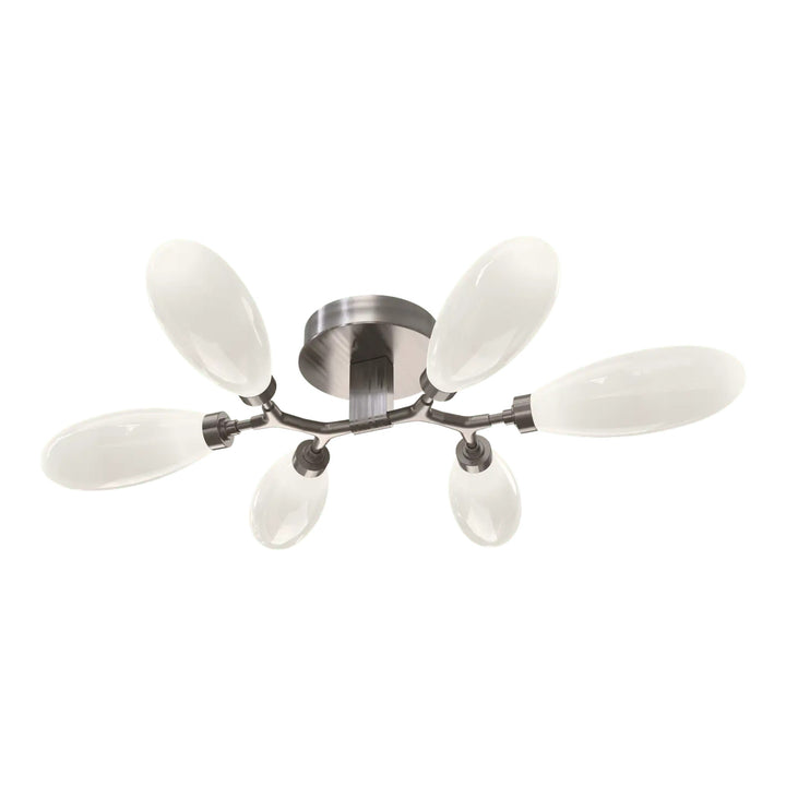 Fiori Organic Flush Mount Light by Hammerton Studio in Gunmetal with White glass