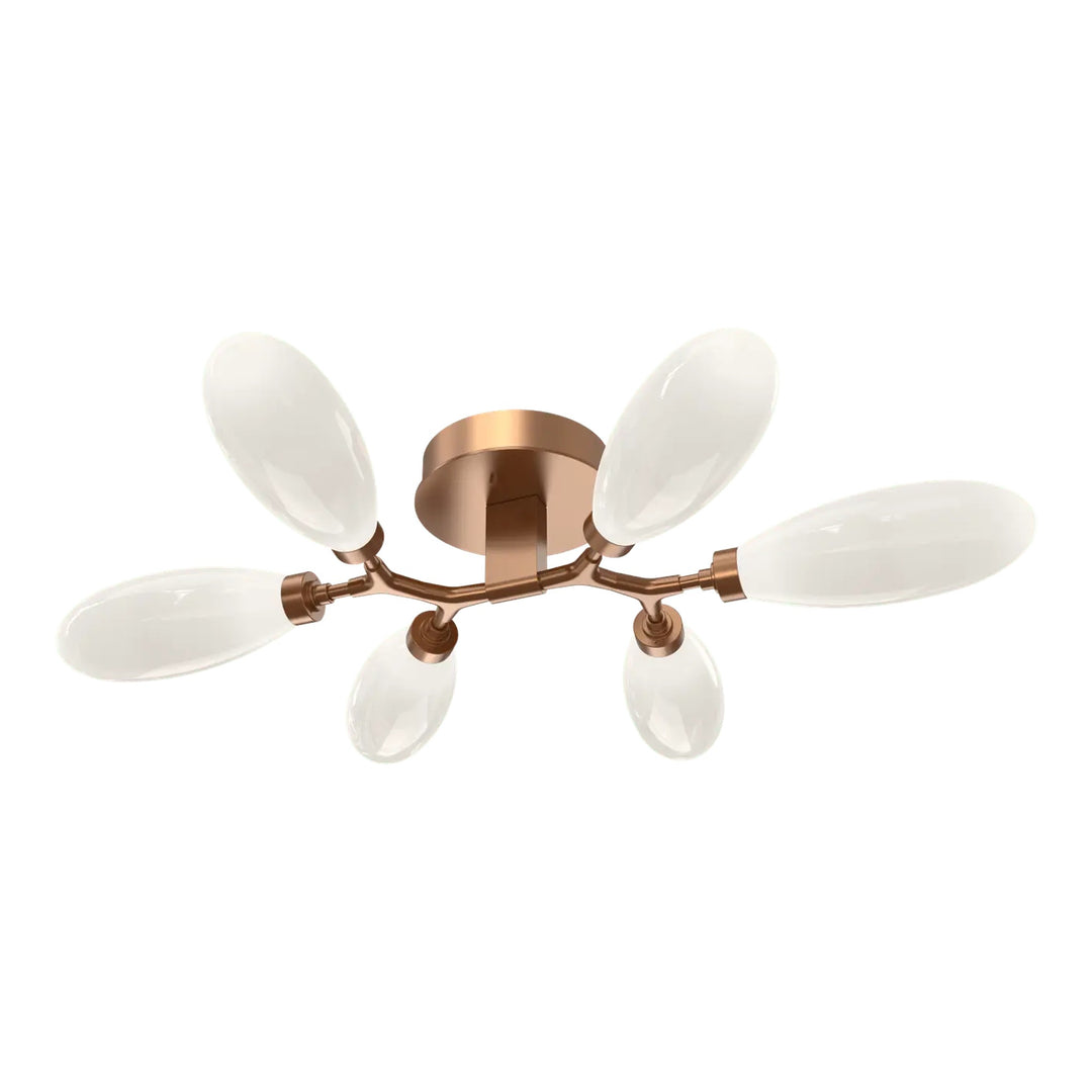 Fiori Organic Flush Mount Light by Hammerton Studio in Novel Brass with White glass