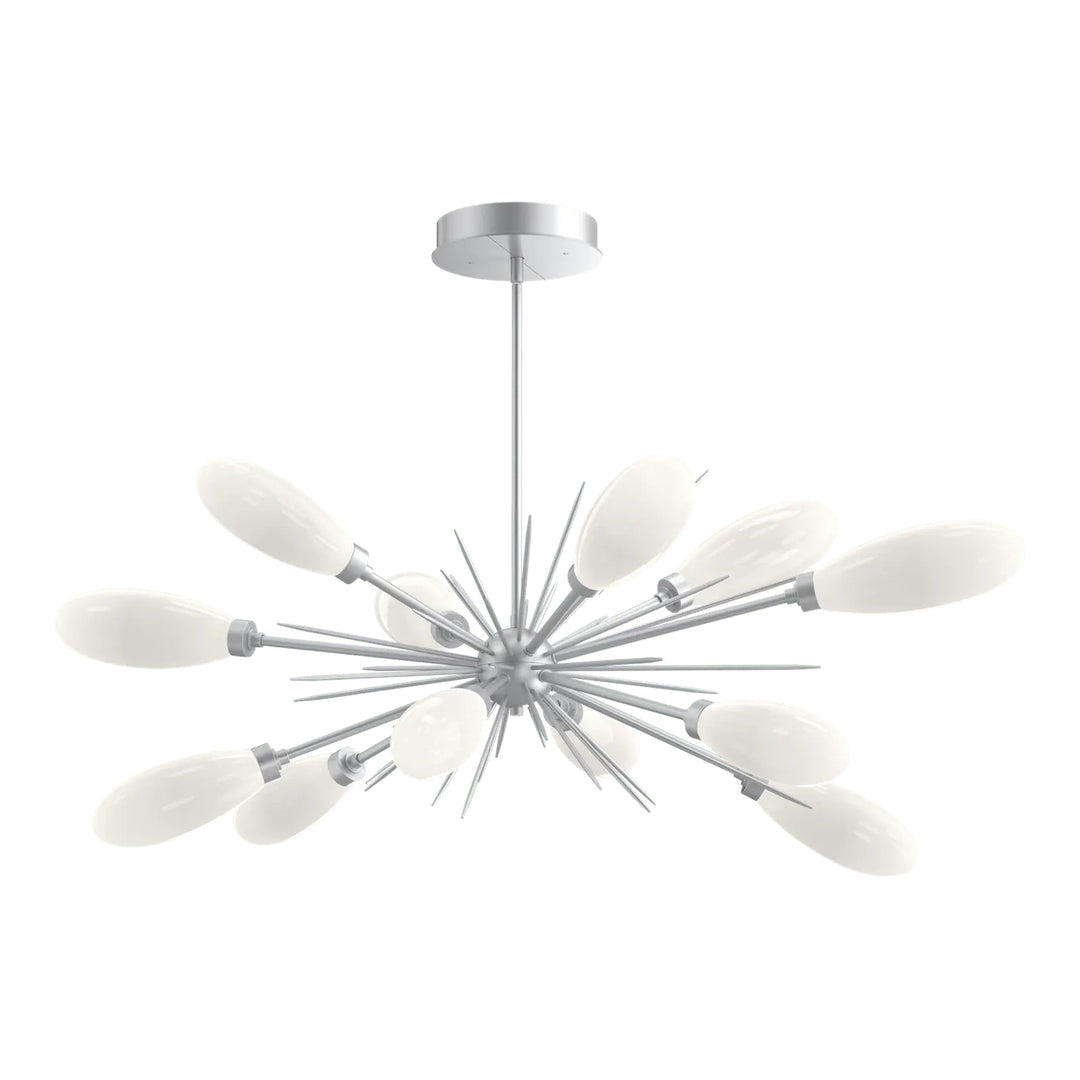 Fiori Oval Starburst Chandelier by Hammerton Studio in Classic Silver with White glass