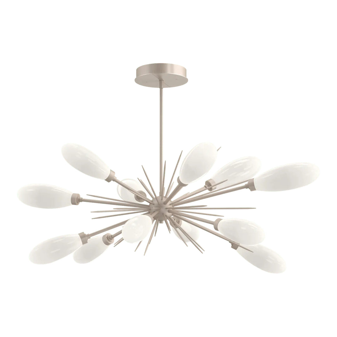 Fiori Oval Starburst Chandelier by Hammerton Studio in Beige Silver with White glass