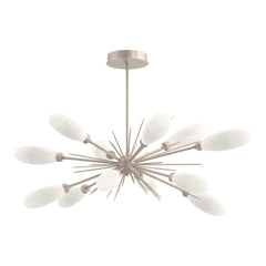 Fiori Oval Starburst Chandelier by Hammerton Studio in Beige Silver with White glass